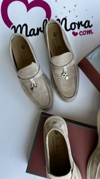 Loro Piana Summer Charms Loafers Sand Stone